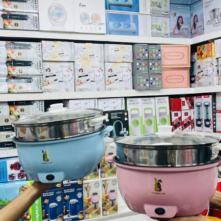 Big Electric Multi-functional Cooking Pot 5.2 L Multi Cooker (Pink)