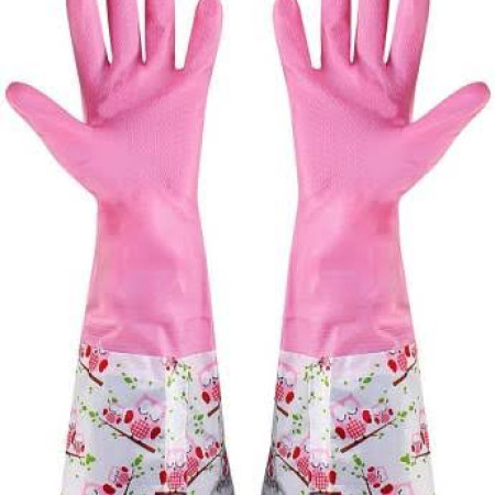 Full Size Kitchen Gloves - ১ জোড়া, (Pink Colour)