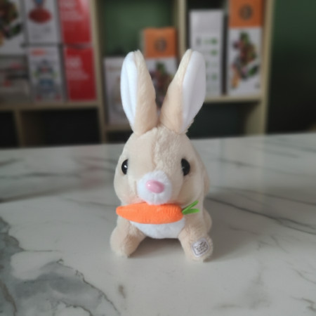 Electric  Plush Rabbit Toy With Carrot (Light Brown)