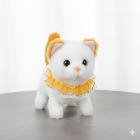 Cute Walking Play Pet Kids Electronic Plush Cat Toy , (Yellow)