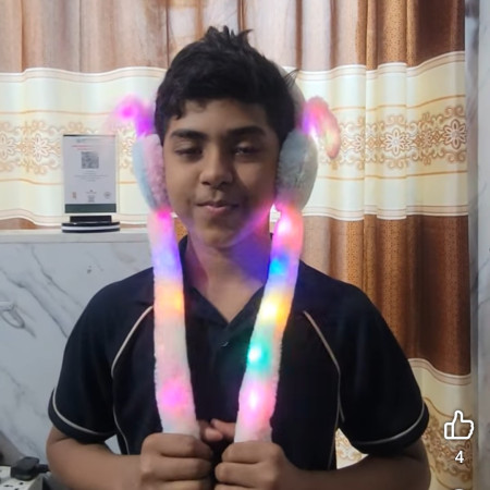 Cute Rainbow Bunny Ear Hair Band with lighting