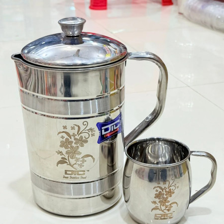 Flower Print Steel Jug with Mug