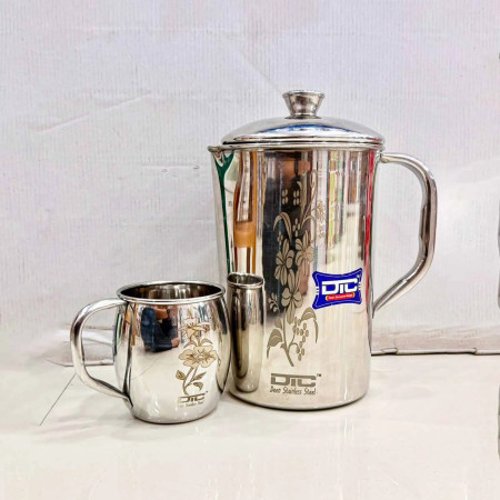 Flower Print Steel Jug with Mug