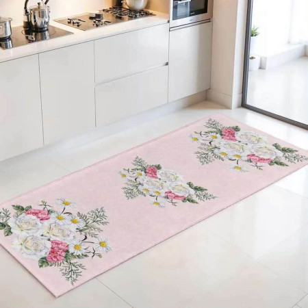 Soft Pink Floral Runner Mat