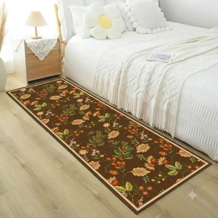 Dark Brown Autumn Leaf Runner Mat
