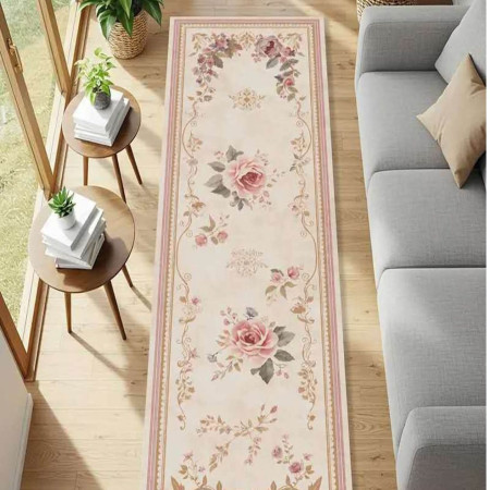 Vintage Rose Beige Runner Mat