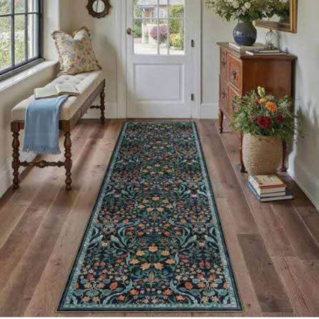 Royal Navy Blue Botanical Runner Mat