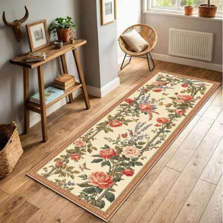 Ivory Rose Garden Runner Mat