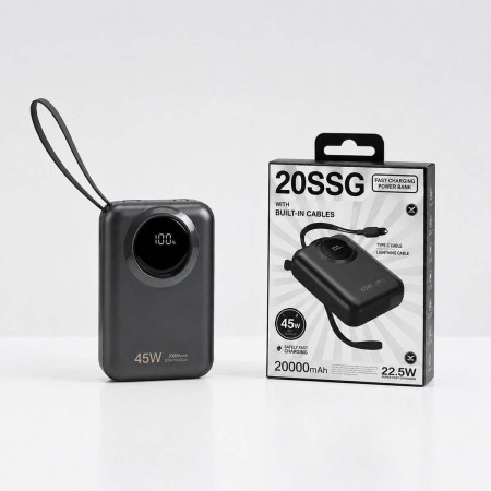 REMAX 20000mAh 45W Fast Charging Power Bank with Built-in Cables